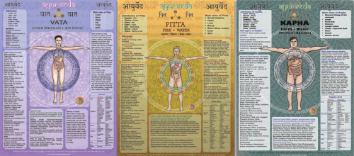 Dosha set large vata, pitta, kapha chart package