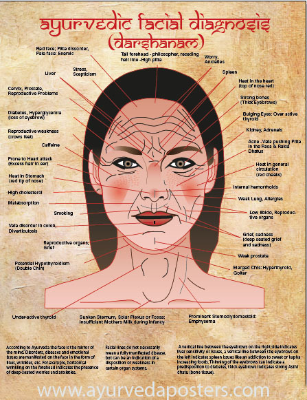 New facial diagnosis chart small - Ayurveda Posters